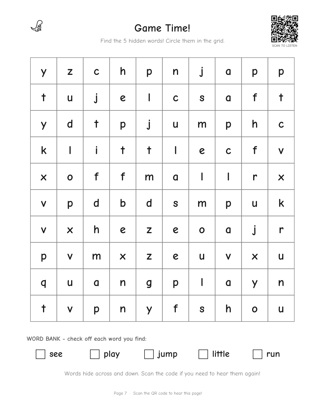 Word search game page